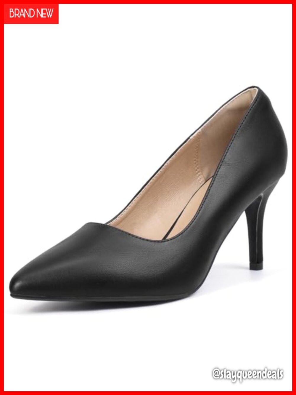 Women's Pointed Toe Stiletto Heels 3 Inch PU Slip On Dress Pumps